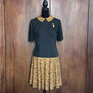 70s Handmade Drop Waist Academia Dress. S